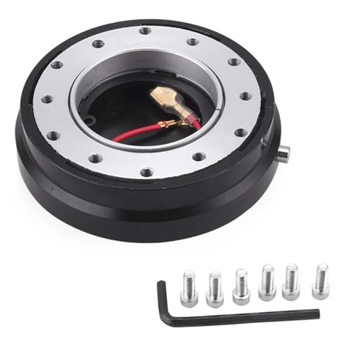 FNERRMEVC Auto Universelles Dünnes 6 Loch Lenkrad Schnellspanner Nabenadapter Kit(Schwarz) von FNERRMEVC