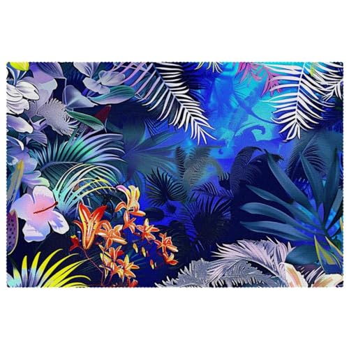 Platzset Urlaub Platzsets Platzsets für Esstisch Modern Abstrakt Tropische Pflanzen Blumen Palmblätter Platzsets 6er Set Tischset Platzsets 4er Set von FNETJXF