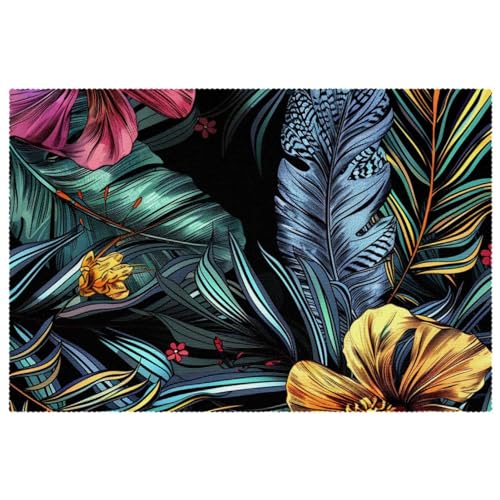 Tischsets Tischsets Abwaschbar Platzsets Modern Abstrakt Tropische Bougainvillea Hawaii Tischmatten 6er Set Tischset Tischsets 4er Set von FNETJXF