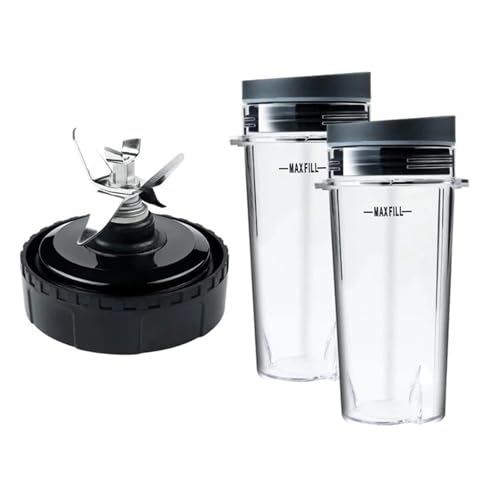16 OZ Becher Mit Zwei Deckeln, 6 Lamellen Klinge, Kompatibel Mit Ninja, Mixer Ersatzteile Zubehör BL660 BL770 BL740 von FNFEJHTB
