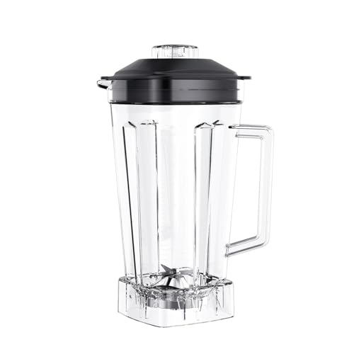 2L Quadratischer Behälter, Glas, Krug, Becherboden Mit Gezackten Smoothie-Klingen, Deckel, BPA-frei, For Gewerbliche Mixer-Ersatzteile von FNFEJHTB