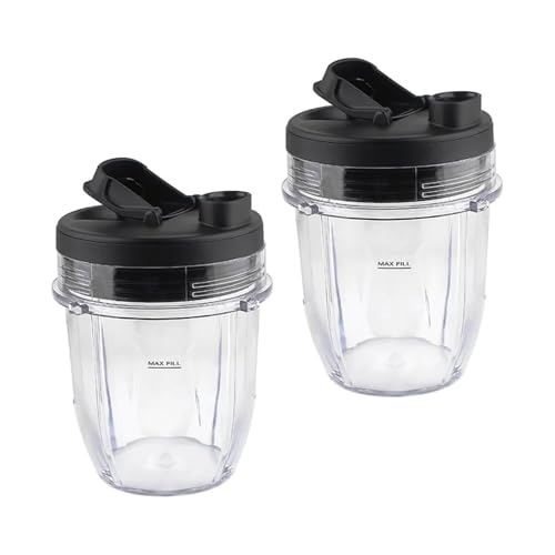 2er-Pack Ersatzteile 12Oz Becher Mit Deckel, Kompatibel For Ninja, BL450 BL640 BL680 Saftbehälter Mixer Zubehörb64b von FNFEJHTB