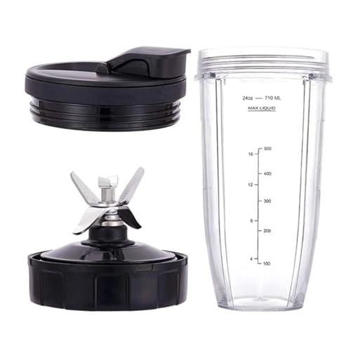 Ersatzteile For Mixer, Kompatibel Mit Ninja, 24-oz-Becher, 7-Flossen-Extraktionsklinge, Kompatibel Mit Nutri, Auto IQ BN801 SS101 BL480 – 30 BL641 von FNFEJHTB