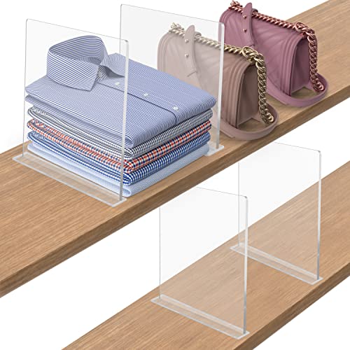 FNG8 Klare Acryl Schubladen Trenner [4er Pack] - Vertikales Schubladen Ordnungssystem für Zuhause, Geschäft & Büro - Transparente Schrank Organizer Schublade Teiler für Kleidung, Schuhe & Bücher von FNG8