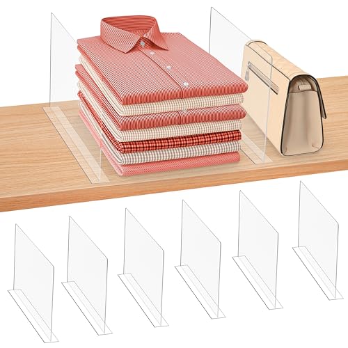 FNG8 Klare Acryl Schubladen Trenner [6er Pack] - Vertikales Schubladen Ordnungssystem für Zuhause, Geschäft & Büro - Transparente Schrank Organizer Schublade Teiler für Kleidung, Schuhe & Bücher von FNG8