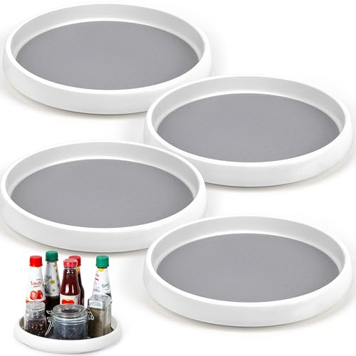 FNG8 Lazy Susan Drehteller [4 Stück] - 25 cm Rutschfester Drehteller Organizer für Schrank, Tisch, Kühlschrank - Vielseitiger Kühlschrank Organizer Drehteller für Organisation & Aufbewahrung von FNG8