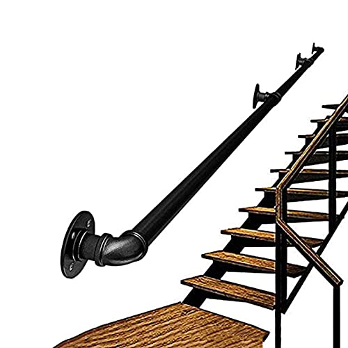 Handlauf – Komplettset (1–20 Fuß), rustikale industrielle Treppenhandläufe aus Schmiedeeisenrohr, an der Wand montiertes Treppengeländer, Innen- und Außentreppe, Veranda-Deck-Handlauf, 3 Farben (Farbe von FNGHF