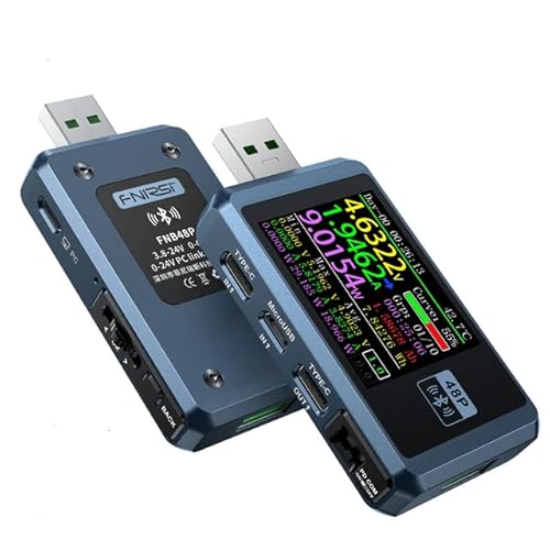 Fnirsi USB-Tester Ladungserkennung FNB48P USB-Tester Voltmeter Amperemeter TYPE-C Schnellladungserkennung Trigger Capacity Ripple Messgerät mit CNC-Metallgehäuse (FNB48P mit Bluetooth) von FNIRSI