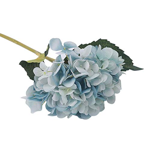 FNKDOR Hortensien Kunstblumen mit Blatt, 47cm aus Seide und Plastik, für Vasen Deko Hochzeitsdeko Zuhause Schlafzimmer Balkon Fotografie Decor (Blue, 47 cm) von FNKDOR