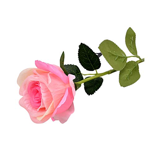 FNKDOR Rose Kunstblumen mit Blatt, 50cm Aus Seide und Plastik, für Vasen Deko Hochzeitsdeko Zuhause Schlafzimmer Balkon Fotografie Decor (Pink#1, 50 cm) von FNKDOR