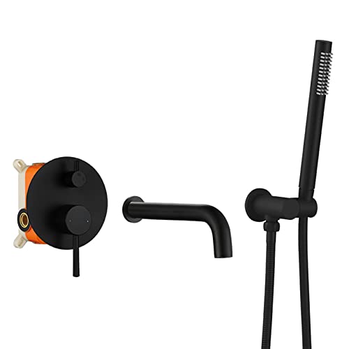 FNNEMG Mischbatterie Dusche Schwarz Unterputz Wannenarmatur mit Handbrause Badewannenarmaturen Set Badewannenarmatur mit Brause C von FnnEmg