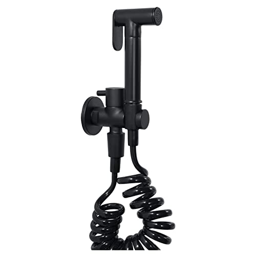 FNNEMG WC-Bidet-Sprayer Schwarz, Handbrause-Bidet aus Messing, Wand-Bidet-Wasserhahn, Einzel-Kaltwasser, tragbare Bidet-Dusche für die Damenhygiene von FnnEmg