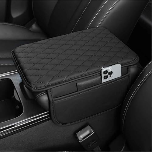 FNUQKREF Mittelarmlehne Pad Für Ford Ranger T9 2023 2024 2025, Auto Leder Dicker Mittelkonsole Abdeckung Armlehnen Auflage Deckel SchutzhüLle Mit Organizer Taschen Zubehör,A/Black von FNUQKREF