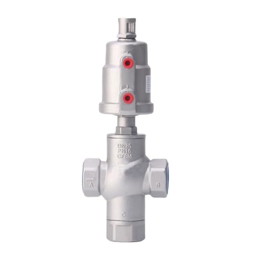 Pneumatischer Stellantrieb Eckventil Edelstahl 3-Wege DN15 DN20 DN25 DN32 DN40 DN50 Pneumatisches Ventil für Dampf, Gas und Öl (A DN25) von FNWXGMFZ