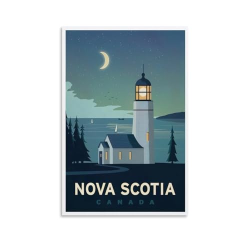 Vintage-Reiseposter Nova Scotia, Kanada, Zimmer-Dekoration, moderne ästhetische Wandkunst, Geschenk für Freunde, Bett, ungerahmt, 30 x 45 cm von FOBKDL