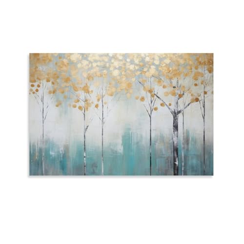 Abstrakter Wald Leinwanddrucke Wandkunst Graffiti Landschaft Blätter Natur Birke Poster Wanddekoration für Heimdekorationen Kunstwerk von FOCCAR