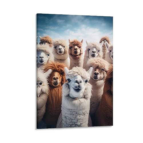 FOCCAR Bauernhaus-Schaf-Wandkunstdrucke, rustikale niedliche Tier-Alpaka-Bilder auf Leinwand, Poster, Wanddekoration für Schlafzimmer, Heimdekorationen von FOCCAR