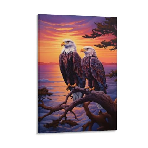 FOCCAR Eule in der Abenddämmerung Wandkunstdrucke natürliche Landschaft Vogelmuster Bilder auf Leinwand Poster Wanddekoration für Schlafzimmer Heimdekoration von FOCCAR