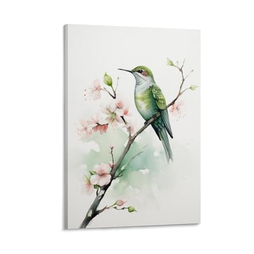 FOCCAR Feine Aquarell Kolibri Gedruckt Leinwand Poster Natur Blumen Bunte Vögel Wanddekoration für Wohnzimmer Schlafzimmer Wandkunst Kunstwerk von FOCCAR