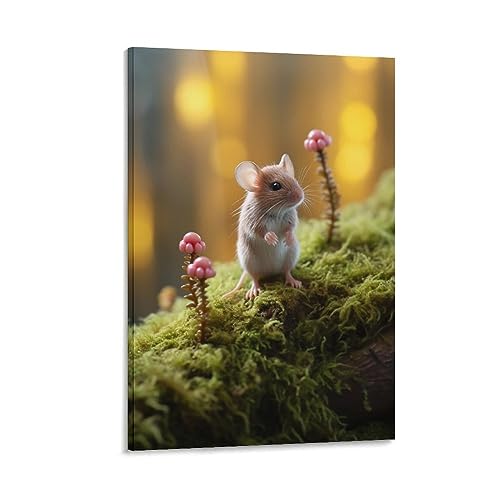 FOCCAR Niedliche kleine Maus Leinwand Wandkunst Rustikal Lustige Tier Moderne Poster Wanddekoration Malerei Kunst für Zuhause Zimmer Kunstwerk von FOCCAR