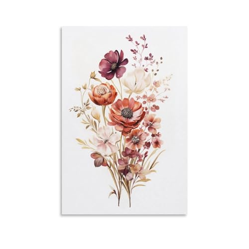 FOCCAR Rustikale Blumen Leinwanddrucke Wandkunst Aquarell Natur Pflanzen Poster Wanddekoration für Heimdekorationen Kunstwerk von FOCCAR