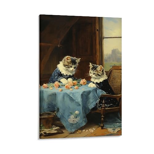 FOCCAR Vintage Katze Tier Leinwand Wanddekoration Katze spielt mit Blumen Poster Wandkunst für Wohnzimmer Schlafzimmer Kunstwerk FOCCAR Vintage Katze Tier Leinwand Wanddekoration Katze spielt mit Blumen Poster Wandkunst für Wohnzimmer Schlafzimmer Kunstwerk von FOCCAR