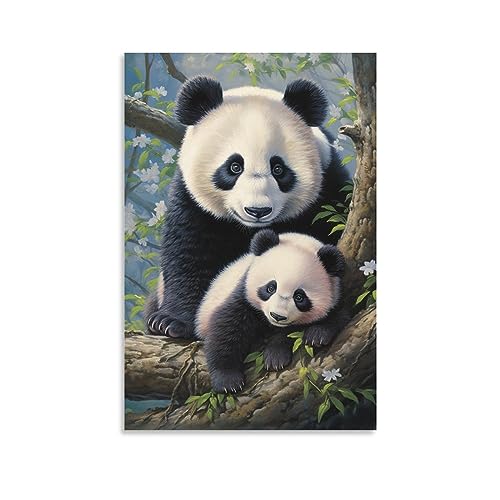 FOCCAR Warmer Panda-Wandkunstdrucke, modern, niedlich, Tier, Bauernhaus, Bilder auf Leinwand, Poster, Wanddekoration für Schlafzimmer, Heimdekorationen von FOCCAR