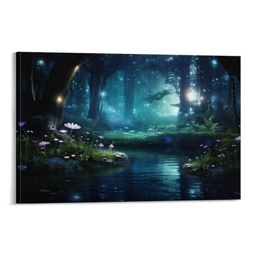 Fantasy Forest Leinwand-Kunst, modern, fantastisch, Blumenposter, Wanddekoration, Malerei, Kunst für Zuhause, Zimmer, Kunstwerk von FOCCAR