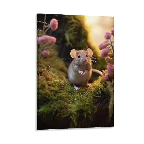 Kleine Maus Wandkunstdrucke Moderne Blume Niedliche Tierbilder auf Leinwand Poster Wanddekoration für Schlafzimmer Heimdekoration von FOCCAR