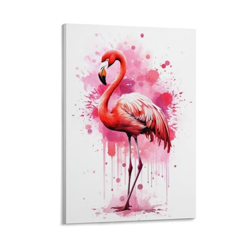 Kunstdruck auf Leinwand, Motiv: Flamingo, gerahmt, Natur, schöne Vögel, fertig zum Aufhängen, Leinwanddruck, Poster, Wandkunst von FOCCAR