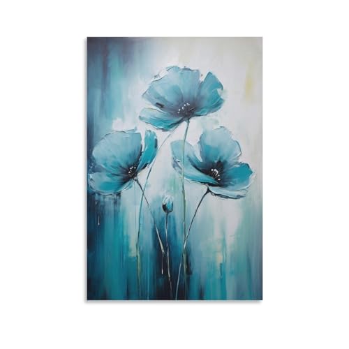 Moderne natürliche Blumen bedruckte Leinwand Poster rustikale blaue Blumenpflanze Wanddekoration für Wohnzimmer Schlafzimmer Wandkunst Kunstwerk von FOCCAR
