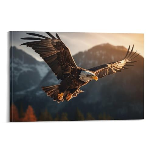 Niedlicher Adler Leinwand Wanddekoration Coole fliegende Vögel Tier Natur Landschaft Poster Wandkunst für Wohnzimmer Schlafzimmer Kunstwerk von FOCCAR