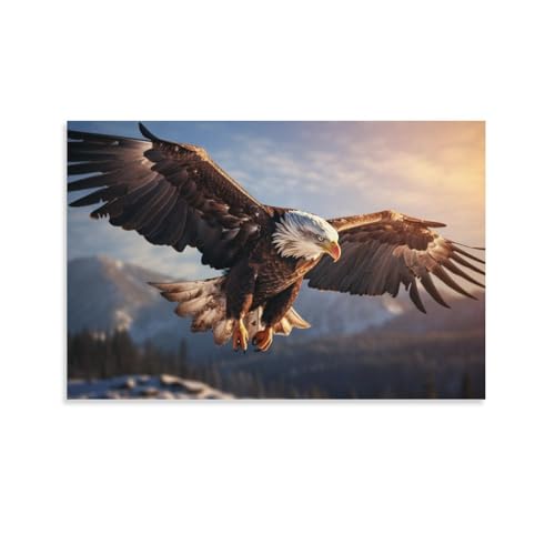 Schöne Adler bedruckte Leinwand Poster Morgenlicht fliegende natürliche Vögel Wanddekoration für Wohnzimmer Schlafzimmer Wandkunst von FOCCAR