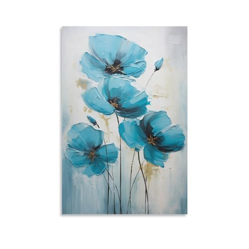 Vintage Blume gedruckt Leinwand Poster Rustikal Blau Floral Botanische Malerei Wanddekoration für Wohnzimmer Schlafzimmer Wandkunst Kunstwerk von FOCCAR