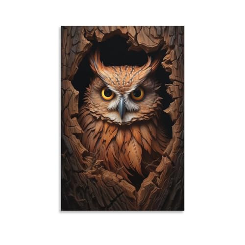 Vintage Eule Leinwand Drucke Wandkunst Rustikal Niedlich Vogel Wald Baum Zweig Poster Wanddekoration für Home Dekorationen Kunstwerk von FOCCAR