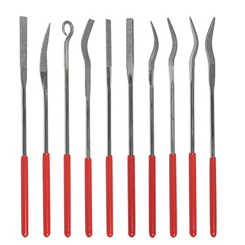 FOCCTS 10 Stück gebogen Mini Diamond Files set Nadel-Datei Set,Raspeln Professionelle Werkzeuge für die Holzbearbeitung/Keramik/Terrakotta/Metallwerkzeug von FOCCTS