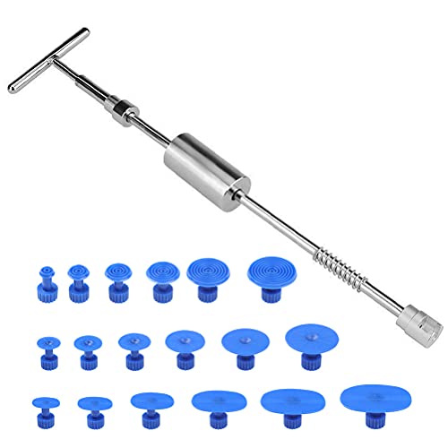 FOCCTS Paintless KFZ Dellen Reparatur-Set - Dent Puller Slide Hammer T-Typ Werkzeug mit 18 Stück Dent Removal Pulling Tabs + 6 Stück Hot Glue Sticks für Auto Körper Hagel Damage Remover von FOCCTS