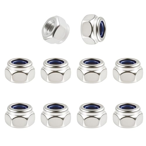 FOCMKEAS 10 Stück M6 x 1 mm Nylon eingesetzte Sechskantmuttern, selbstsichernde Mutter, 316 Edelstahl mit Nylon-Einsatz, selbstklemmend, einfarbiges Finish, Vollgewinde für Möbel-Reparatur, Heimwerker FOCMKEAS 10 Stück M6 x 1 mm Nylon eingesetzte Sechskantmuttern, selbstsichernde Mutter, 316 Edelstahl mit Nylon-Einsatz, selbstklemmend, einfarbiges Finish, Vollgewinde für Möbel-Reparatur, Heimwerker von FOCMKEAS