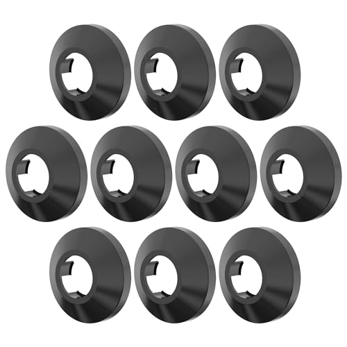 FOCMKEAS 10 Stück Rohrabdeckung Dekoration, passend für 12 mm Rohr PP Kunststoff Flansch Wasserrohrabdeckung Dekoration, Rosette Rohrkragen für Wandrohr-Dekoration, schwarz von FOCMKEAS