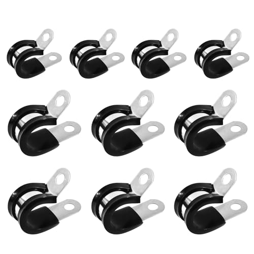 FOCMKEAS 10 Stück gepolsterte, isolierte Metallklemmen, 8 mm, 5/16 Edelstahl, R-Typ-Kabelschellen für Rohr, Leitung, Luftschlauchhalter, Schlauchhalterung, 6 mm Gummi-Schlauchschelle FOCMKEAS 10 Stück gepolsterte, isolierte Metallklemmen, 8 mm, 5/16 Edelstahl, R-Typ-Kabelschellen für Rohr, Leitung, Luftschlauchhalter, Schlauchhalterung, 6 mm Gummi-Schlauchschelle von FOCMKEAS