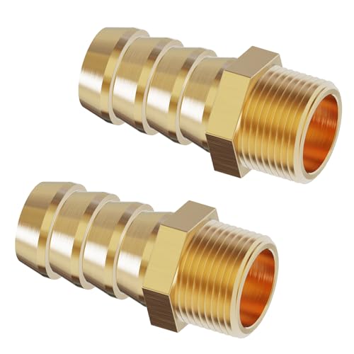 FOCMKEAS 2 Stück Messing-Schlauchstutzen, 1,4 cm Widerhaken x 1/4 Zoll PT Außengewinde, Messing, Widerhaken, Luftschlauch, Reparaturanschluss für Verbindungsszenarien, Luft, Gas, Heizöl, (geeignet für von FOCMKEAS