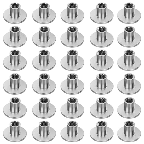 FOCMKEAS 30 Stück M5 Gesamthöhe 0,31 Zoll (8 mm) runde Basis-T-Muttern, Brad Hole T-Nut, Karbonstahl, runde Basis T-Schrauben, Gewinde mit Befestigungsschrauben, Flanscheinsatz, Innengewindeplatte für von FOCMKEAS