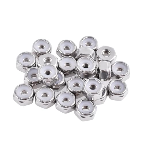 FOCMKEAS 5/16-18 Nylon-eingesetzte Sechskantmuttern, selbstsichernde Mutter, 304 Edelstahl mit Nylon-Einsatz, selbstklemmend, einfarbig, Vollgewinde für Möbel-Reparatur, Heimwerker, 25 Stück von FOCMKEAS