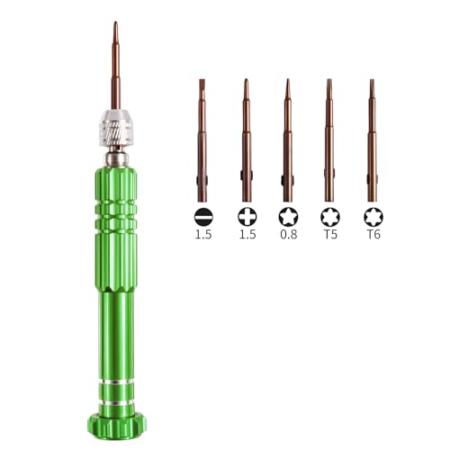 FOCMKEAS 5-in-1-Multi-Bit-Schraubendreher-Set, alles in einem, S2 hochlegierter Stahl, Schlitz/Philips/Torx für Brillenreparatur, Handy, Elektronik, Uhr (grün) von FOCMKEAS