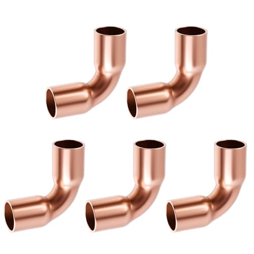 FOCMKEAS 90-Grad-Winkel-Kupferverschraubung, 6,35 mm ID, 90-Grad-Kupferverbinder für HVAC-Kühlgeräte, HVAC-Armaturen, 5 Stück FOCMKEAS 90-Grad-Winkel-Kupferverschraubung, 6,35 mm ID, 90-Grad-Kupferverbinder für HVAC-Kühlgeräte, HVAC-Armaturen, 5 Stück von FOCMKEAS