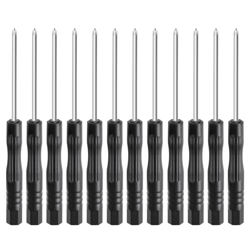 FOCMKEAS Kreuzschlitzschraubendreher, magnetisch, 2 x 2 mm, magnetische Spitze, präzisionsbearbeiteter Elektriker-Schraubendreher für die Reparatur von Geräten, 84 mm lang, 12 Stück (schwarz) von FOCMKEAS