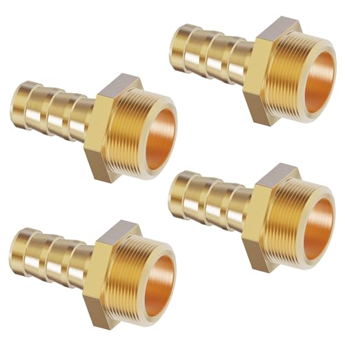 FOCMKEAS Messing-Schlauchstutzen, 1,4 cm Widerhaken x 3/4 Zoll PT Außengewinde, Messing, Widerhaken, Luftschlauch, Reparaturverbinder für Verbindungsszenarien, Luft, Gas, Heizöl, 4 Stück (geeignet für FOCMKEAS Messing-Schlauchstutzen, 1,4 cm Widerhaken x 3/4 Zoll PT Außengewinde, Messing, Widerhaken, Luftschlauch, Reparaturverbinder für Verbindungsszenarien, Luft, Gas, Heizöl, 4 Stück (geeignet für von FOCMKEAS