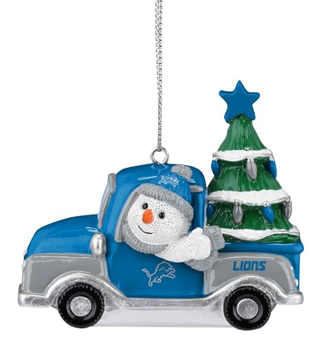 FOCO Detroit Lions NFL Schneemann in einem LKW Hängendes Ornament aus Kunststoff für die Feiertage FOCO Detroit Lions NFL Schneemann in einem LKW Hängendes Ornament aus Kunststoff für die Feiertage von FOCO