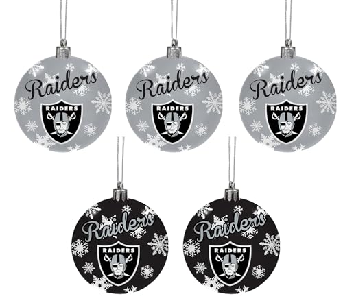 FOCO Las Vegas Raiders NFL bruchsichere Kugel-Ornamente, 5 Stück von FOCO