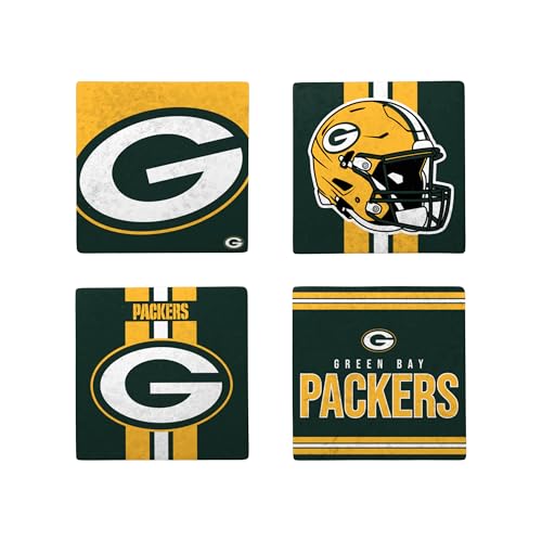 FOCO NFL Offizielles Game Day Getränkeuntersetzer-Set (Green Bay Packers), 4 Stück von FOCO